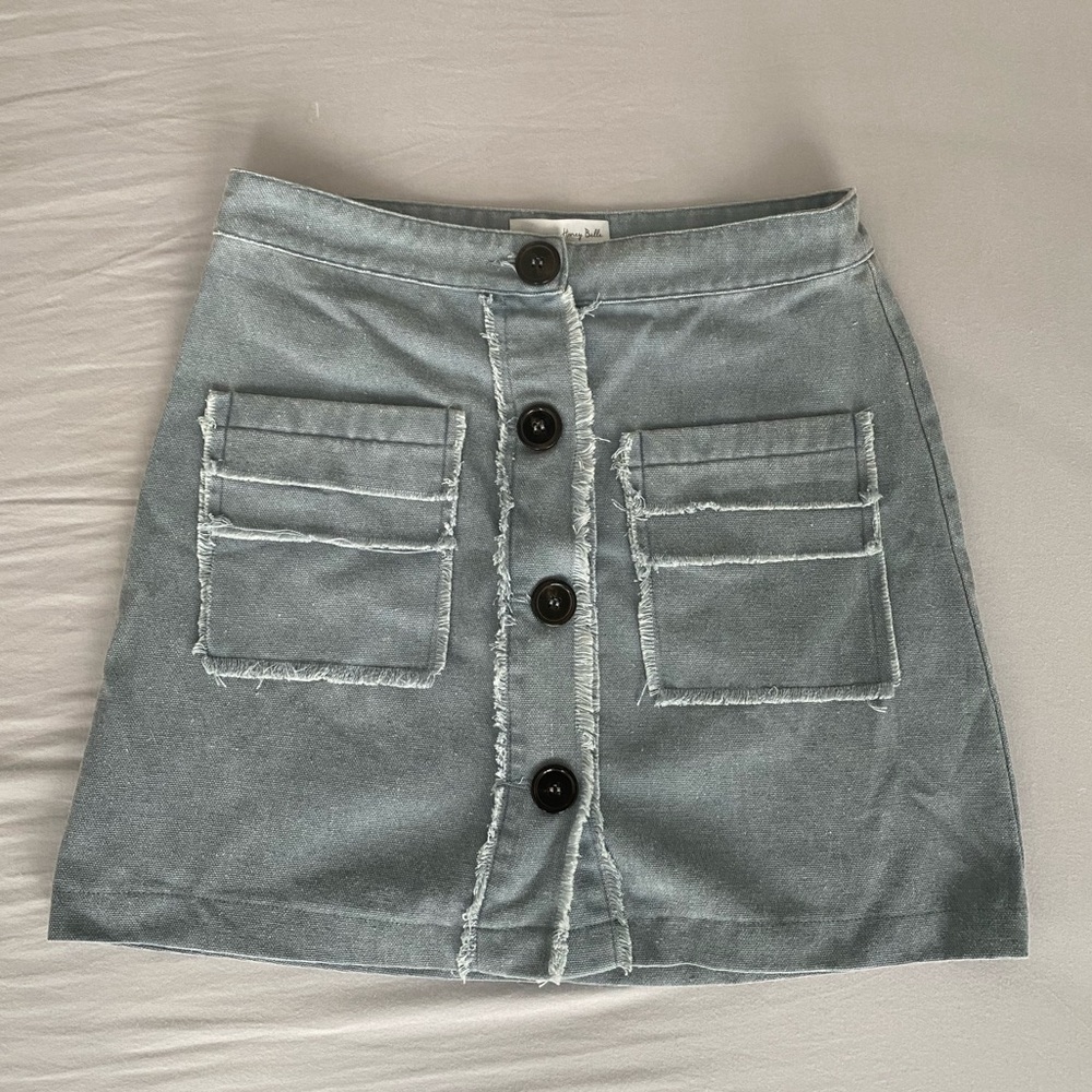 Boutique Blue High Waisted Button Skirt Size Small